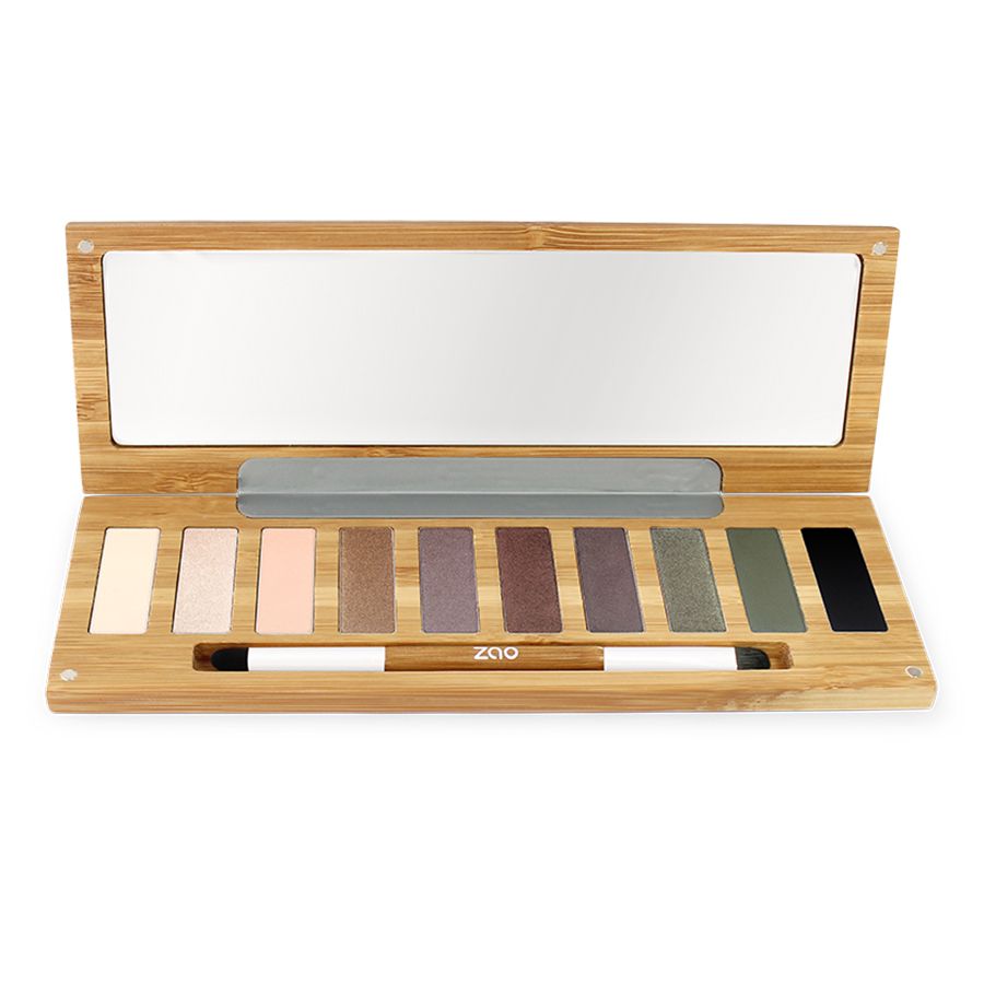 Palette trucco ZAO Clin d'oeil con 10 ombretti, specchio e applicatore. Astuccio in bambù.