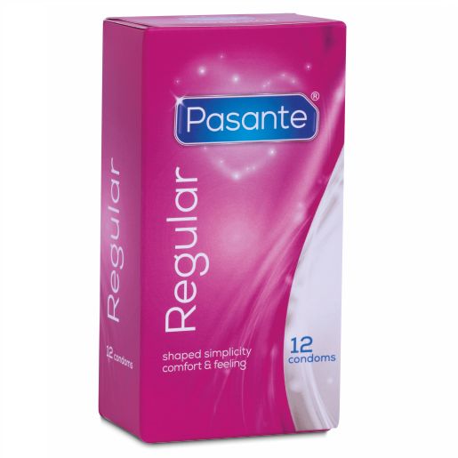Confezione da 12 preservativi Pasante Regular, rosa.