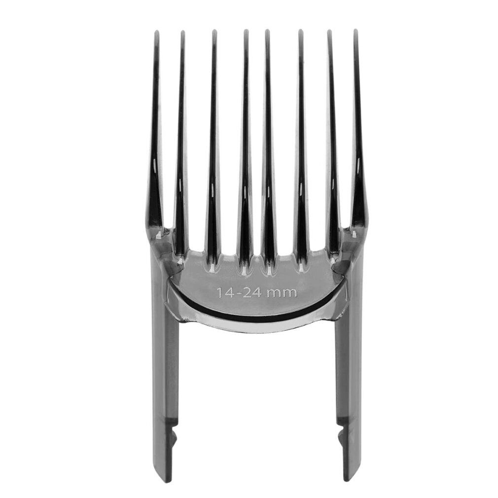 Pettine grigio per tagliacapelli. Pettine con indicazione 14-24 mm.