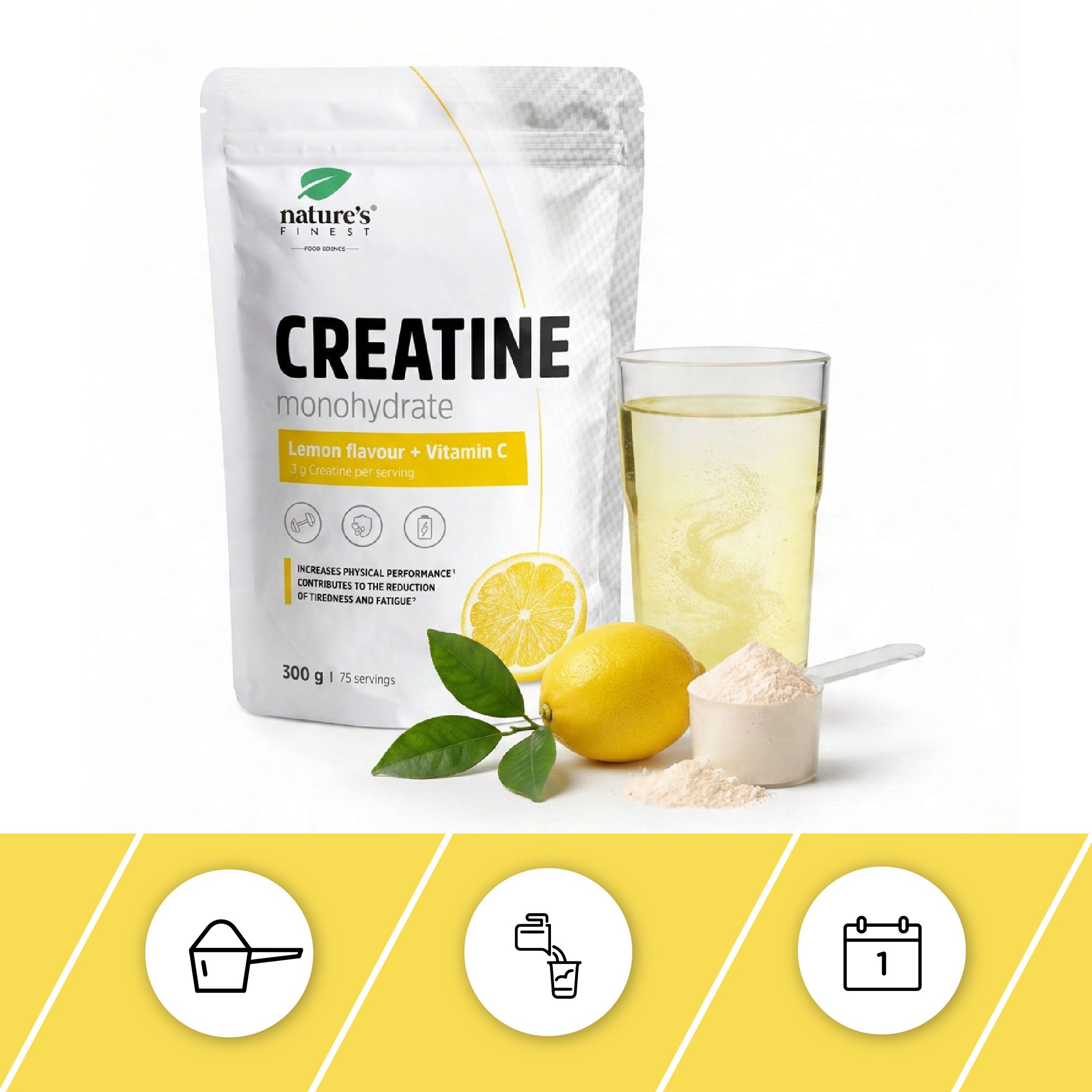 Nature's Finest Creatina Monoidrato Limone & Vitamina C Polvere