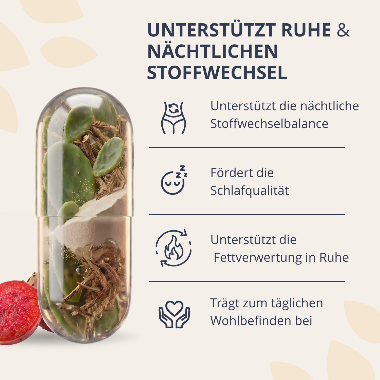 Capsula ingrandita di Golden Tree Nighttime Burn che mostra ingredienti a base vegetale.