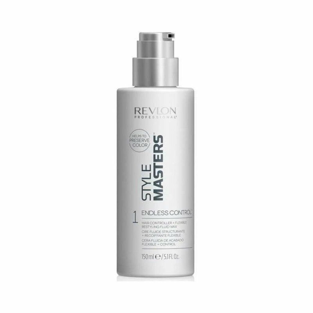 Prodotto Revlon Style Masters bianco con pompa. Scritta: Endless Control, 150ml.