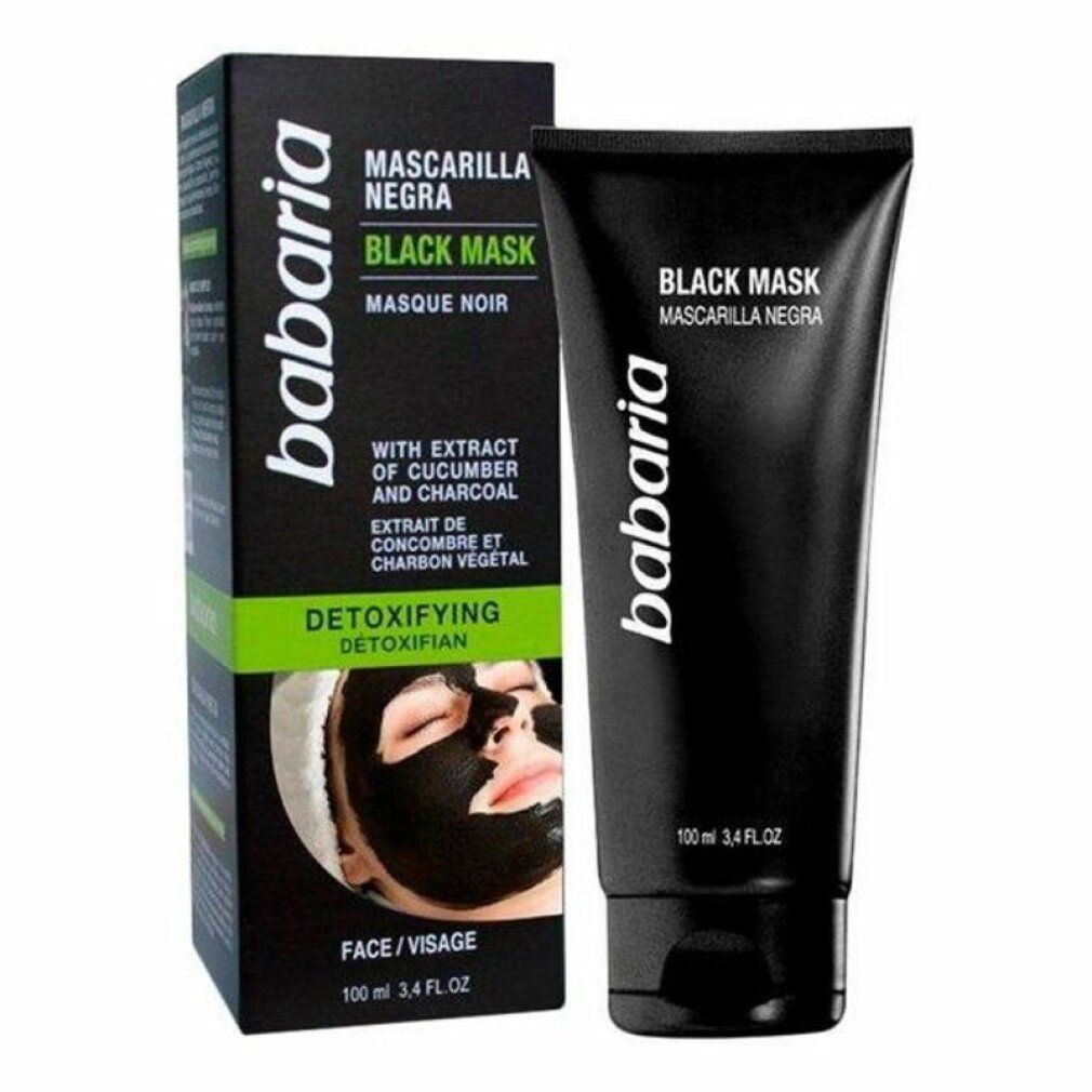 Babaria Black Mask Maschera Viso in tubo e confezione neri, con estratto di cetriolo e carbone.