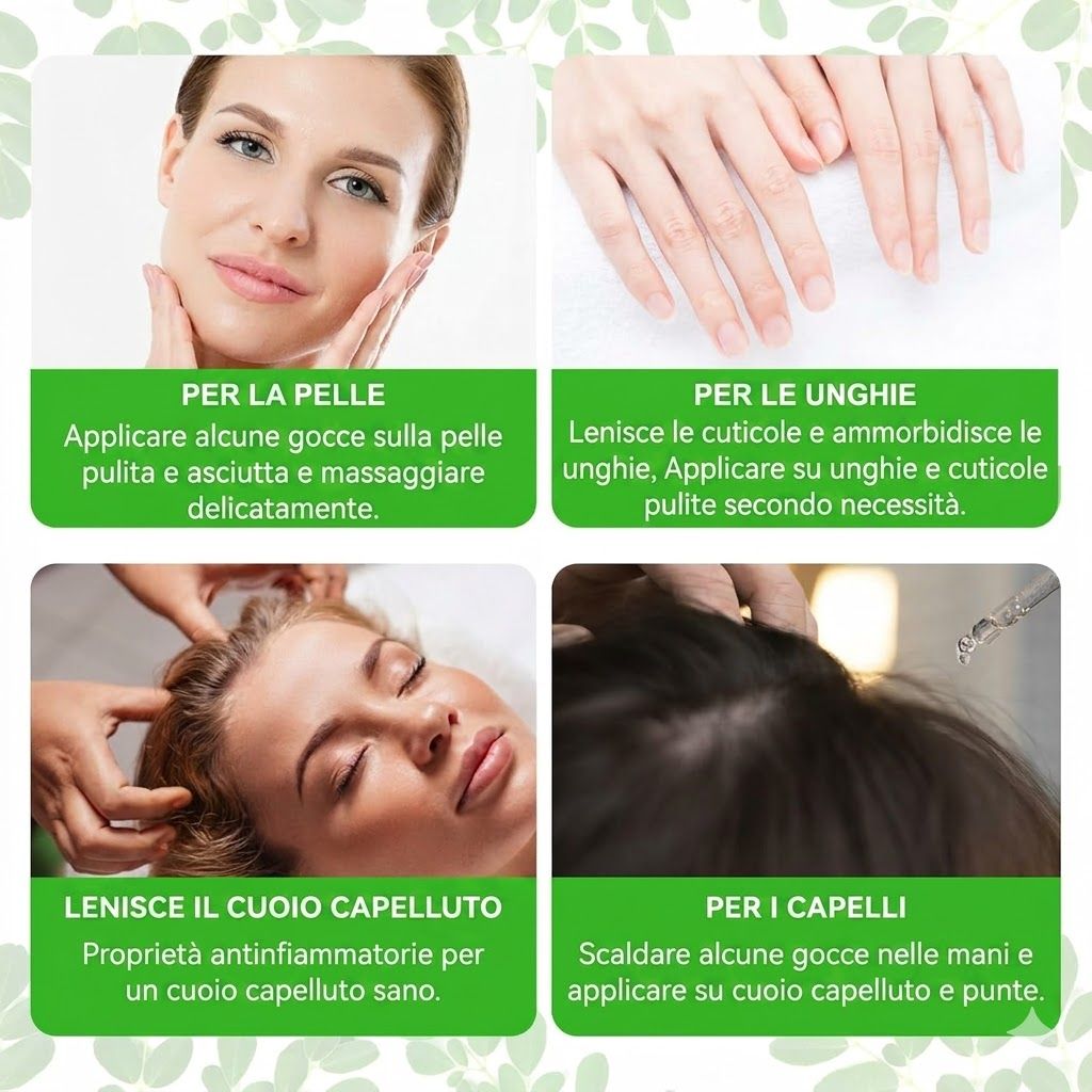 Zoxpm Olio di Moringa per Capelli, Pelle e Viso