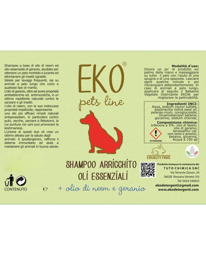 Eko Shampoo arricchito con oli essenziali sgraditi agli insetti
