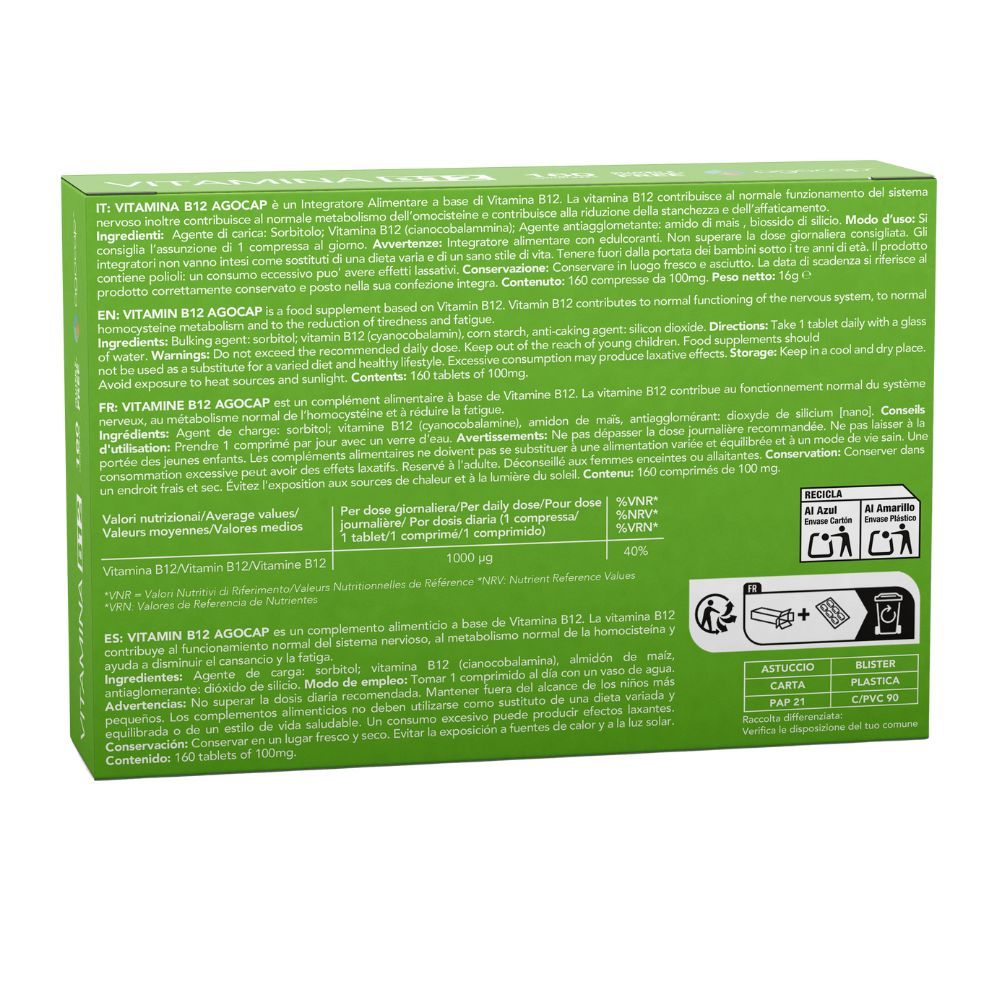 Vitamina B12 alto dosaggio vegana e masticabile