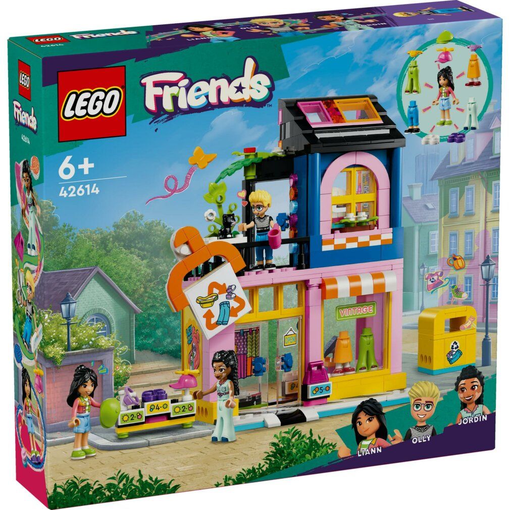 LEGO Friends 42614. Set con edificio, personaggi e accessori. Confezione con logo ed età consigliata 6+. Edificio con personaggi.