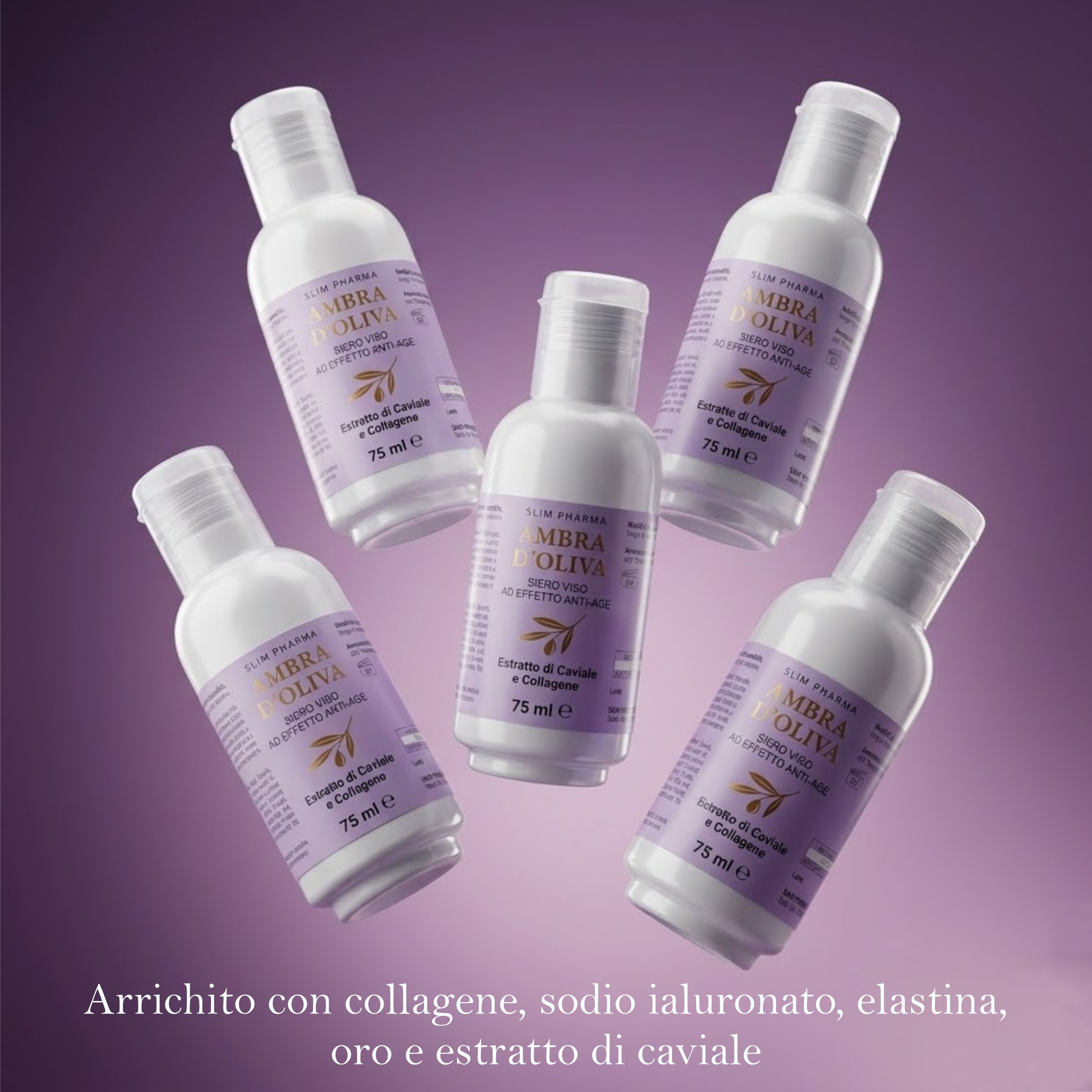 ALOHALABS Ambra d'Oliva Siero Viso Anti-Age – con Estratto di Caviale e Collagene – Idratazione e Pe