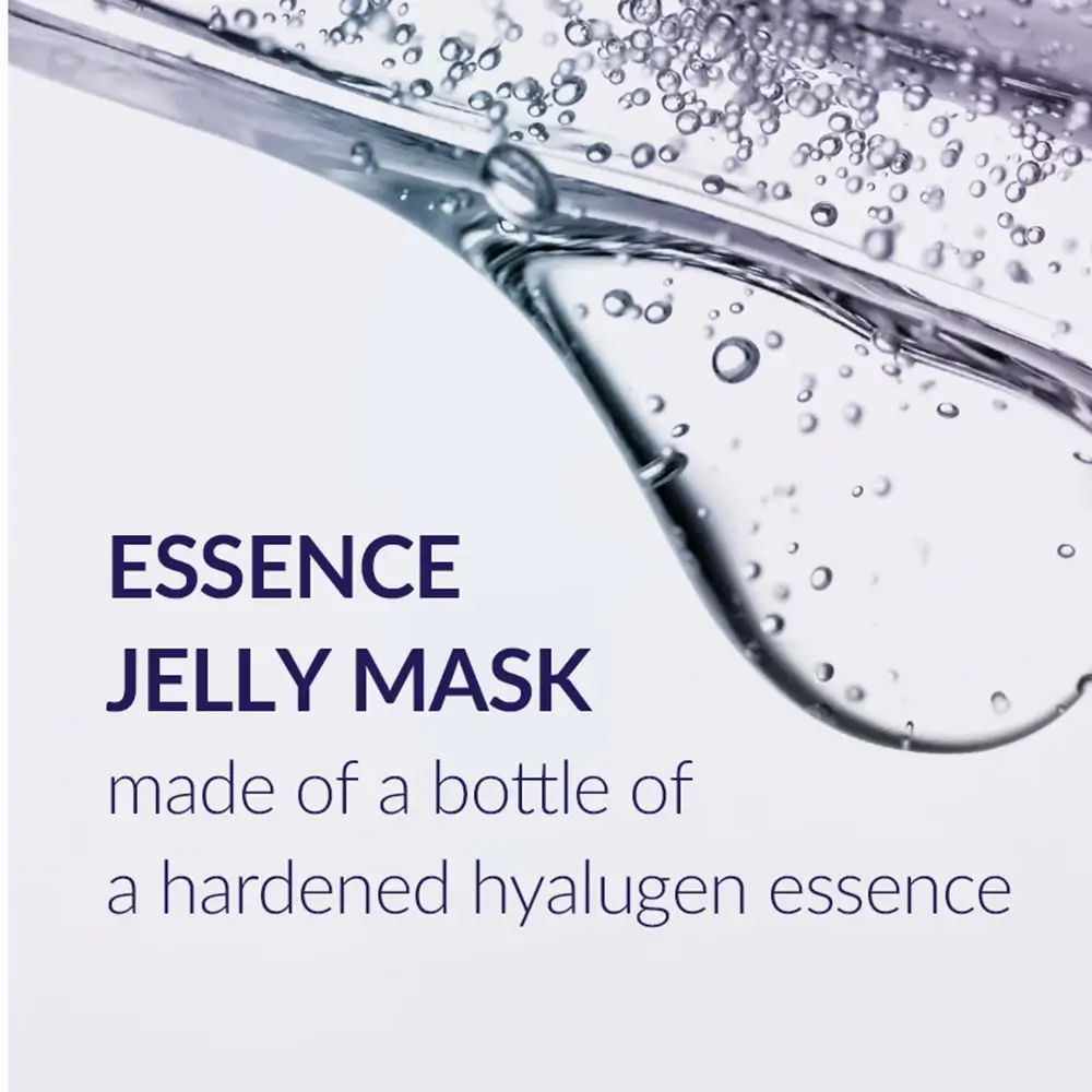 Testo: ESSENCE JELLY MASK, made of a bottle of a hardened hyalugen essence.