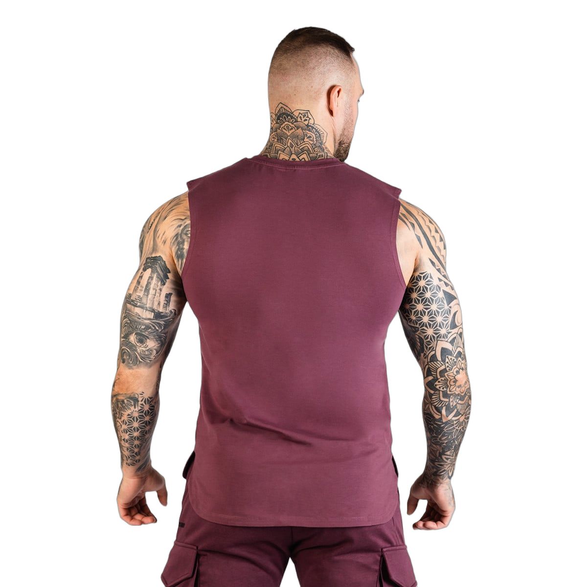 GymBeam Canotta uomo TRN Eggplant regular in cotone, modal ed elastan