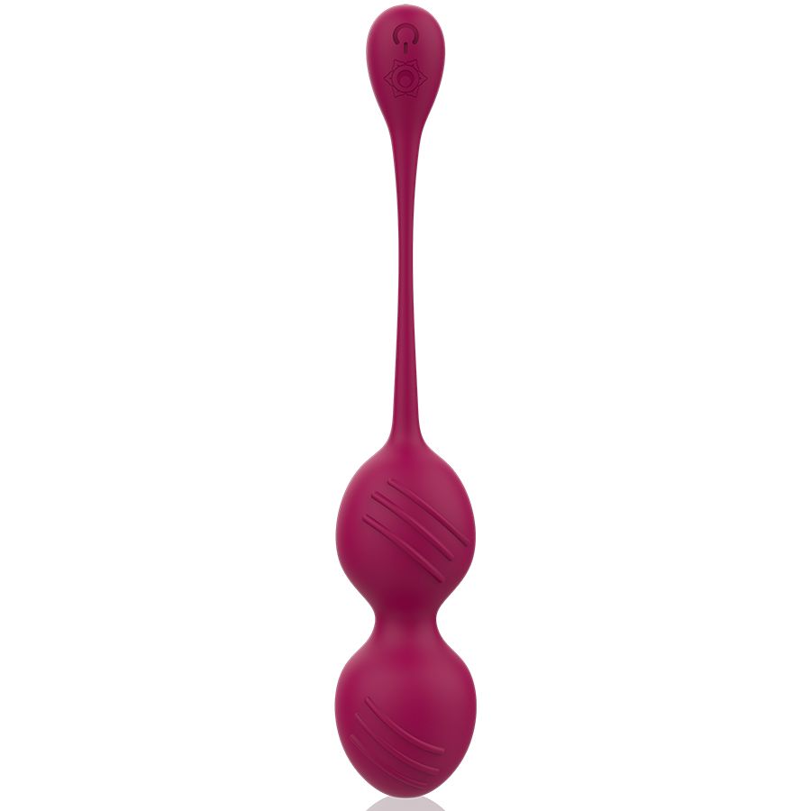 Una singola sfera vaginale rosa con un lungo e sottile stelo e un controllo all'estremità.