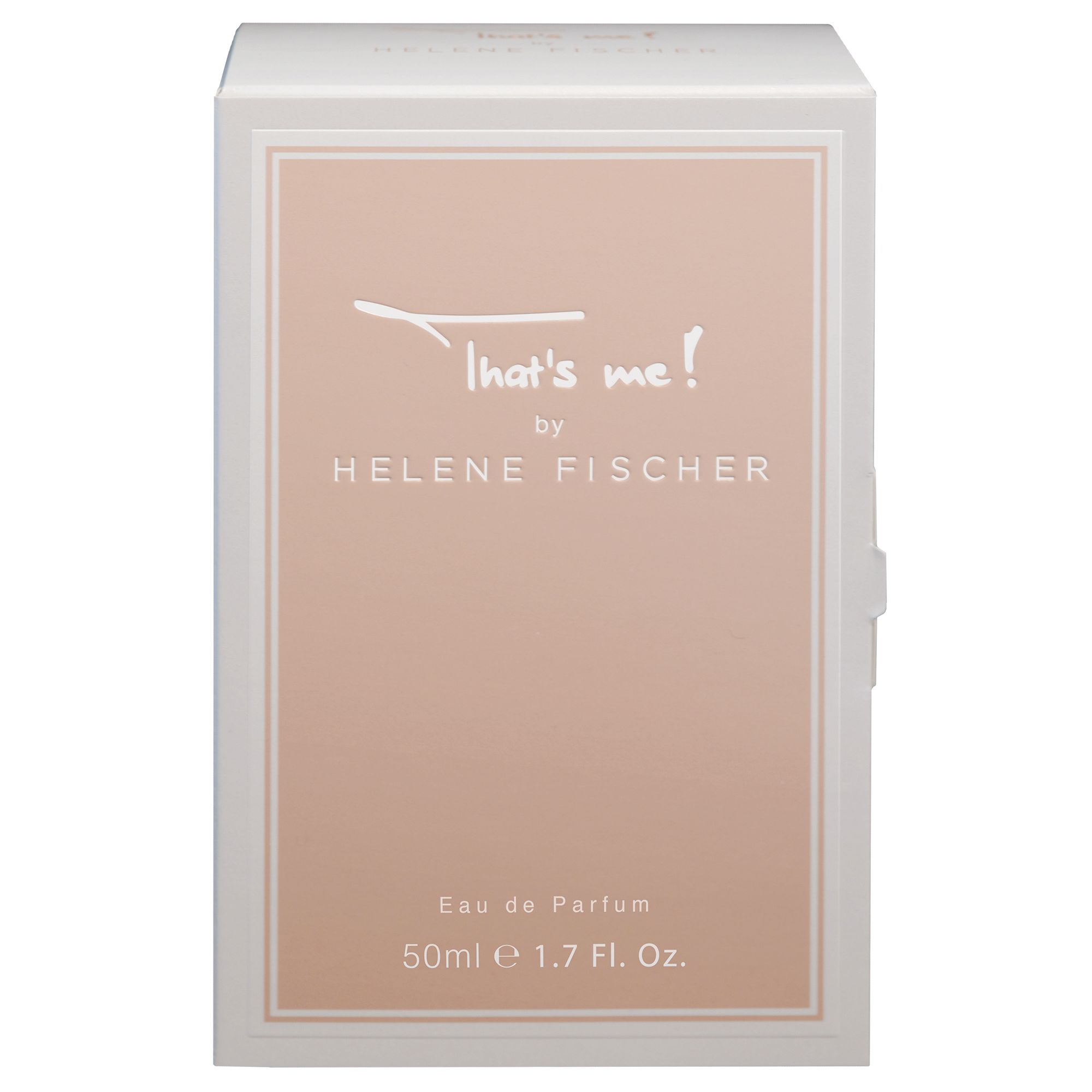 Confezione di profumo. Scatola rettangolare con scritta: That's me! by Helene Fischer. Contenuto: 50ml e 1.7 Fl. Oz.