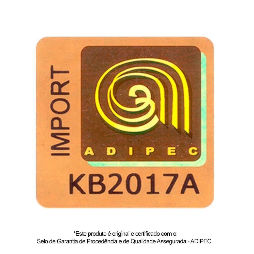 Adesivo marrone con logo e testo: IMPORT, ADIPEC, KB2017A.