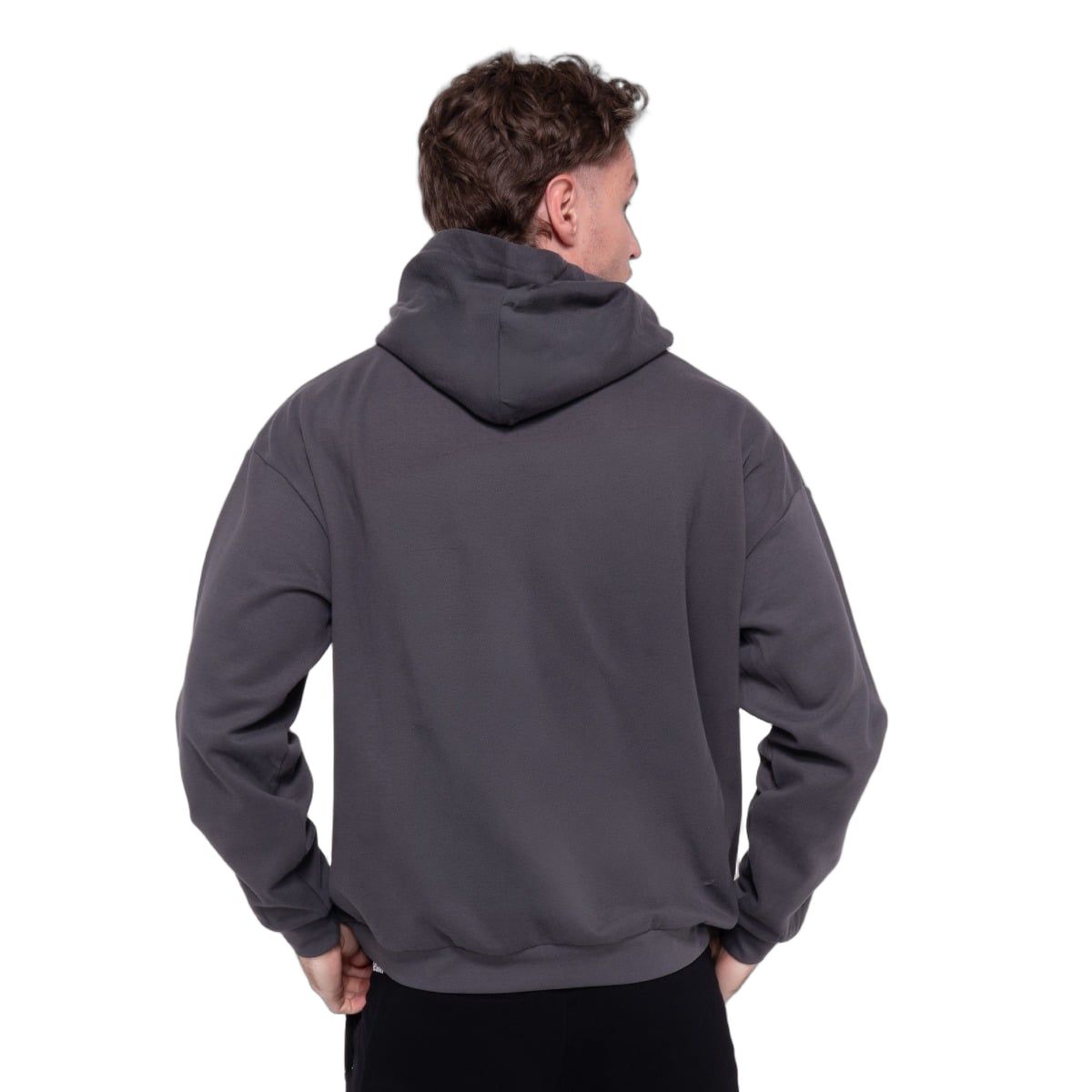 GymBeam Felpa uomo oversize Thorn grigia con cappuccio e tasche