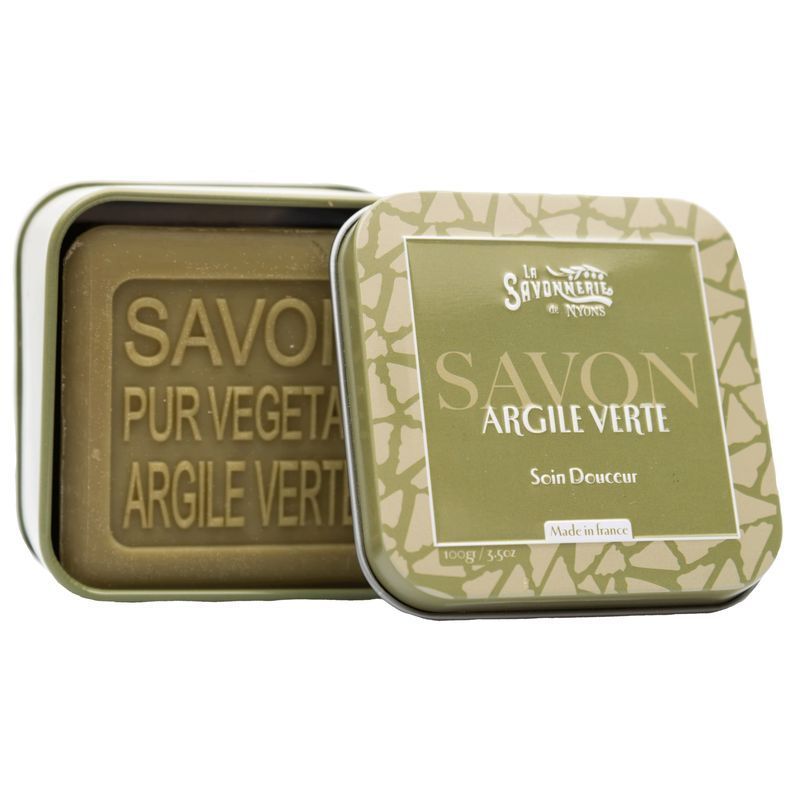 La Savonnerie de Nyons - Scatola di Metallo con Sapone - Sapone all'Argilla Verde