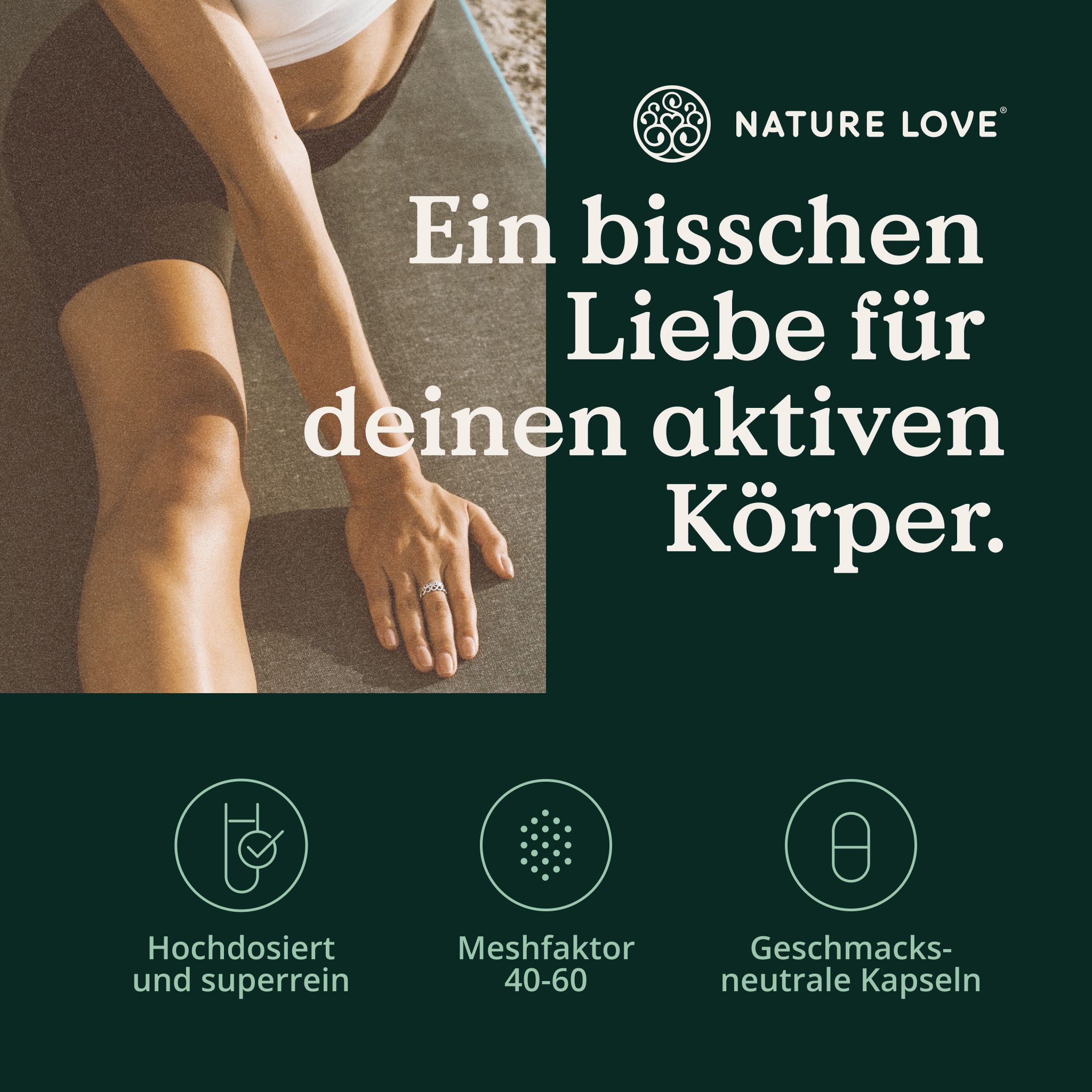 Flacone con capsule MSM, 99,9% MSM puro, vegano, 321g, con sigillo 'Deutschland Test'.