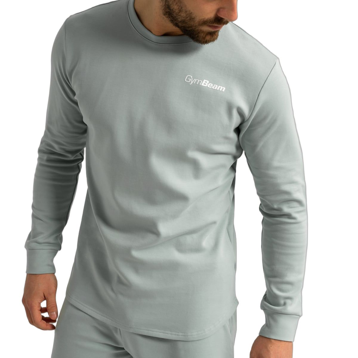 GymBeam Felpa uomo Limitless slim senza cappuccio e senza zip Eucalypt