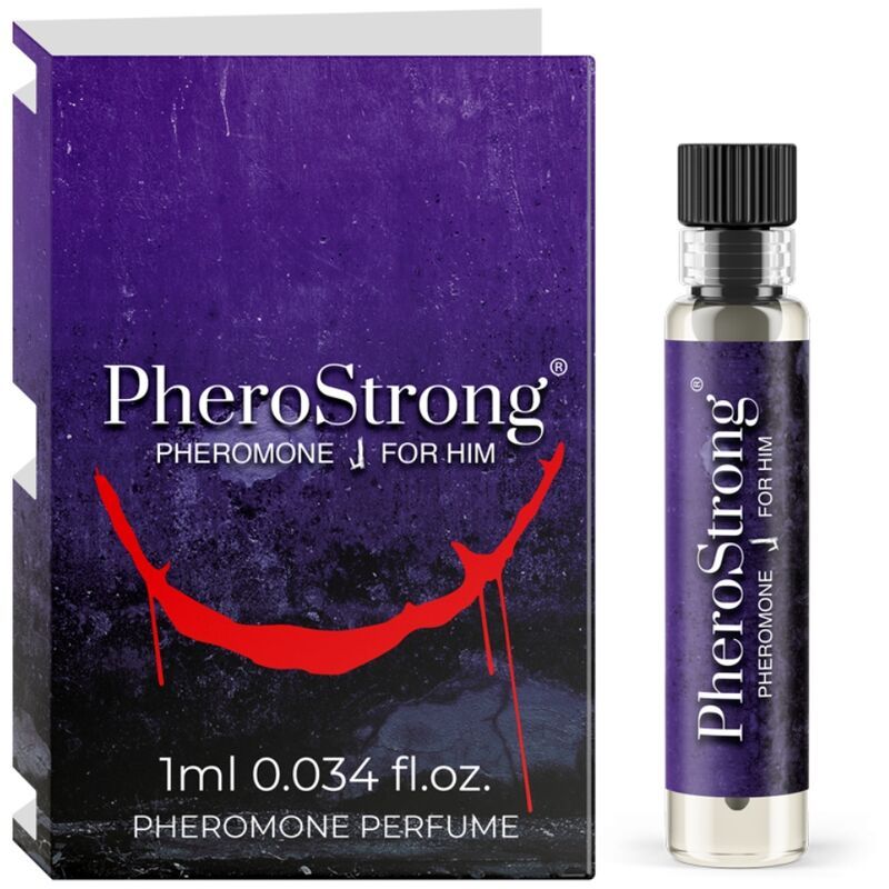 PheroStrong Pheromone Profumo da Uomo, flacone da 1ml e confezione.