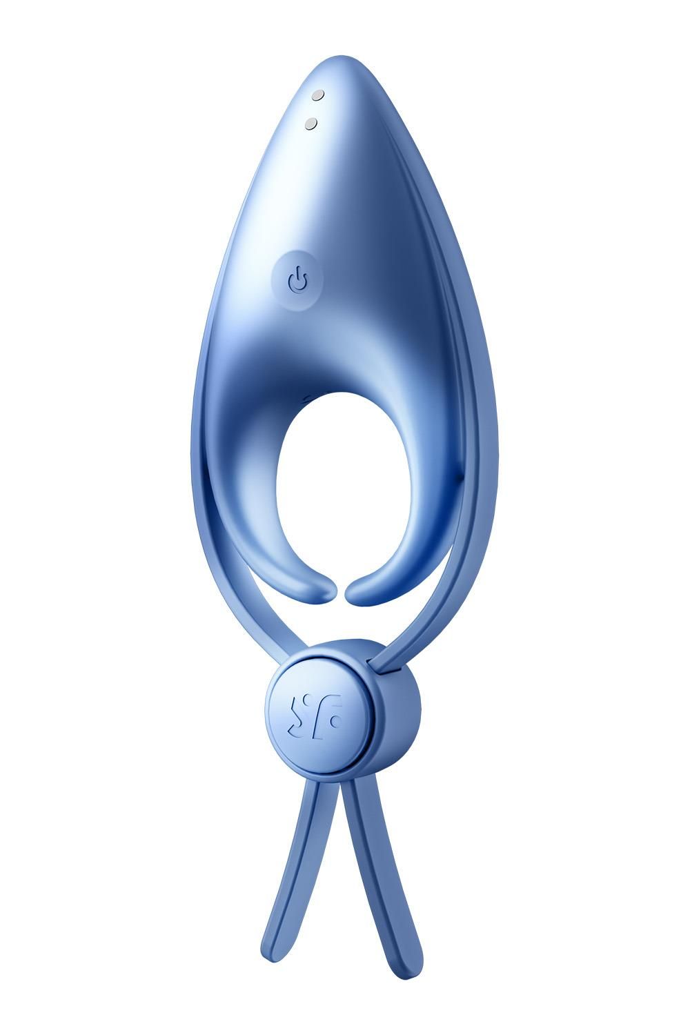 Satisfyer Sniper Ring Vibrator blu, vista laterale.