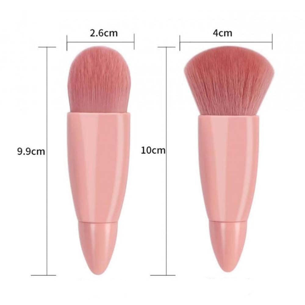 Due pennelli da trucco rosa con dimensioni: 9,9 cm, 2,6 cm e 10 cm, 4 cm.