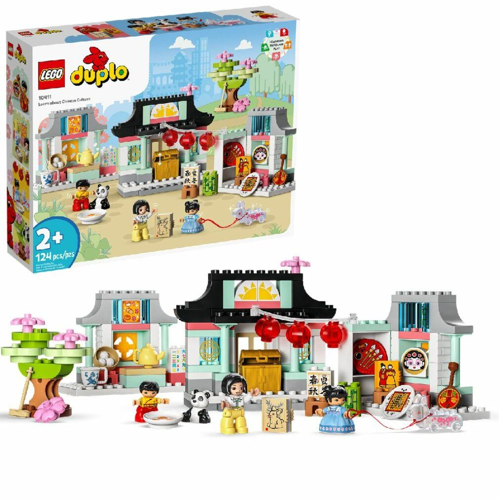 Set LEGO Duplo. Include edifici, personaggi e accessori. Confezione con nome del prodotto e raccomandazione di età.
