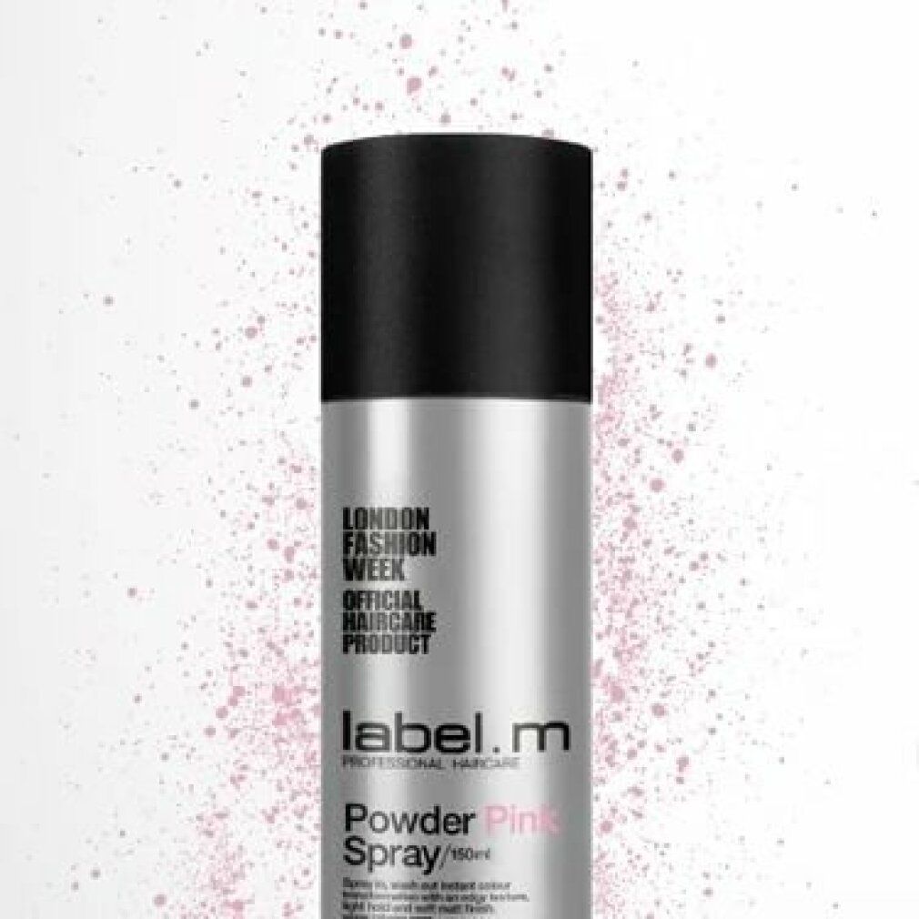 Bomboletta spray per capelli Label.m, argento e nero, con scritta "London Fashion Week Official Haircare Product".
