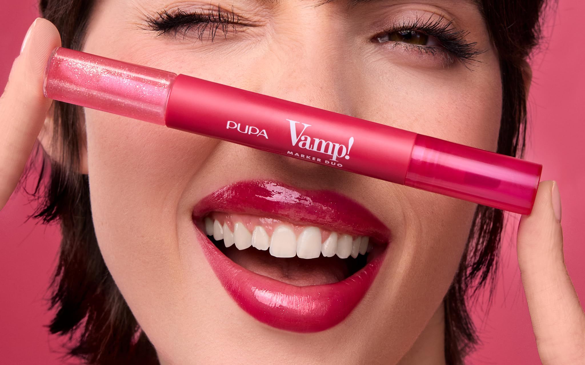 Pupa Vamp! Marker Duo Rossetto + Gloss 3-in-1 con Acido Ialuronico, 009 Jelly Coral