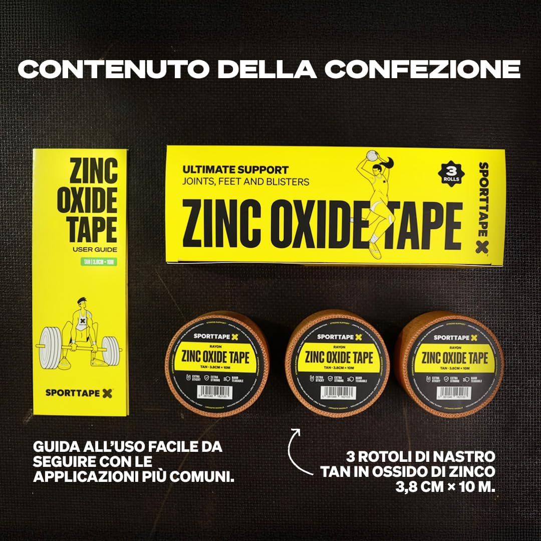 SPORTTAPE Tape Premium in Ossido di Zinco - 3,8 cm x 10 m