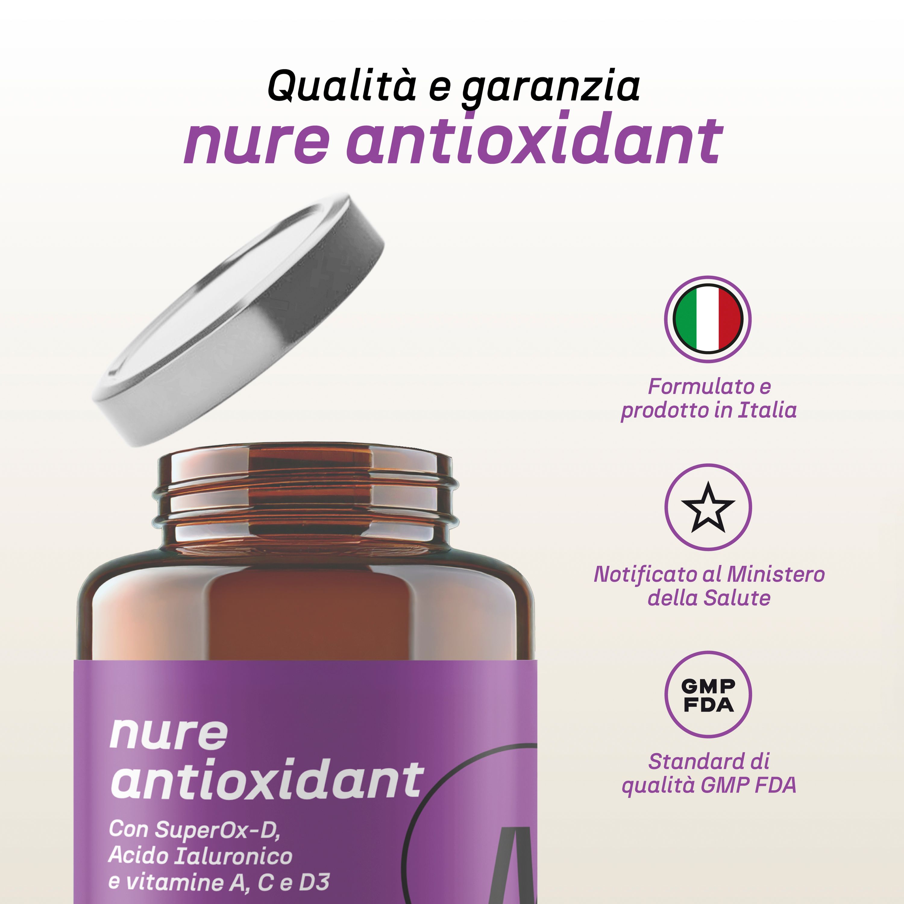 NURE Antioxidant 30 cps da 500 mg - Protezione Antiossidante per la Pelle