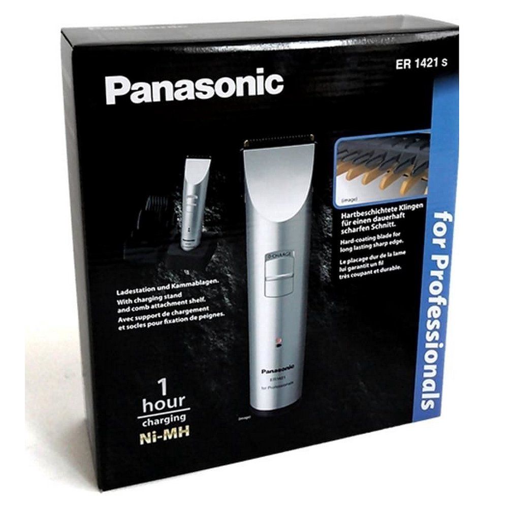 Confezione del tagliacapelli Panasonic ER-1421 con immagine del prodotto e dettagli.