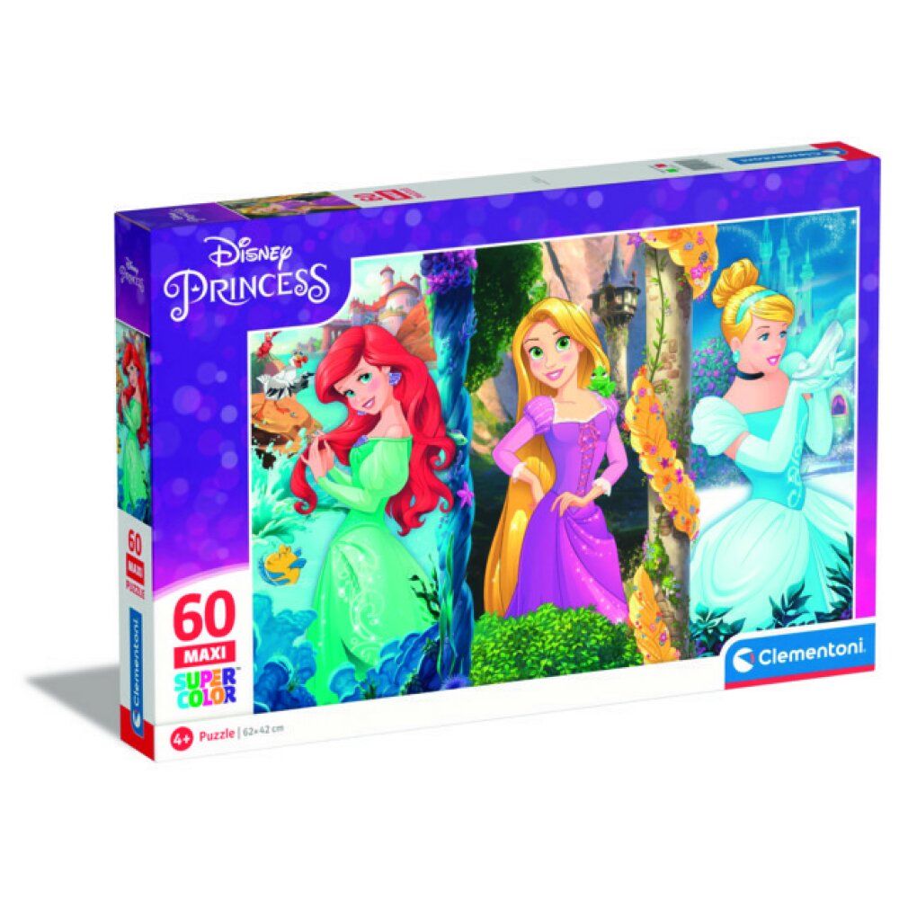 clementoni Puzzle Principesse Disney: Ariel, Locika e Cenerentola maxi 60 pezzi