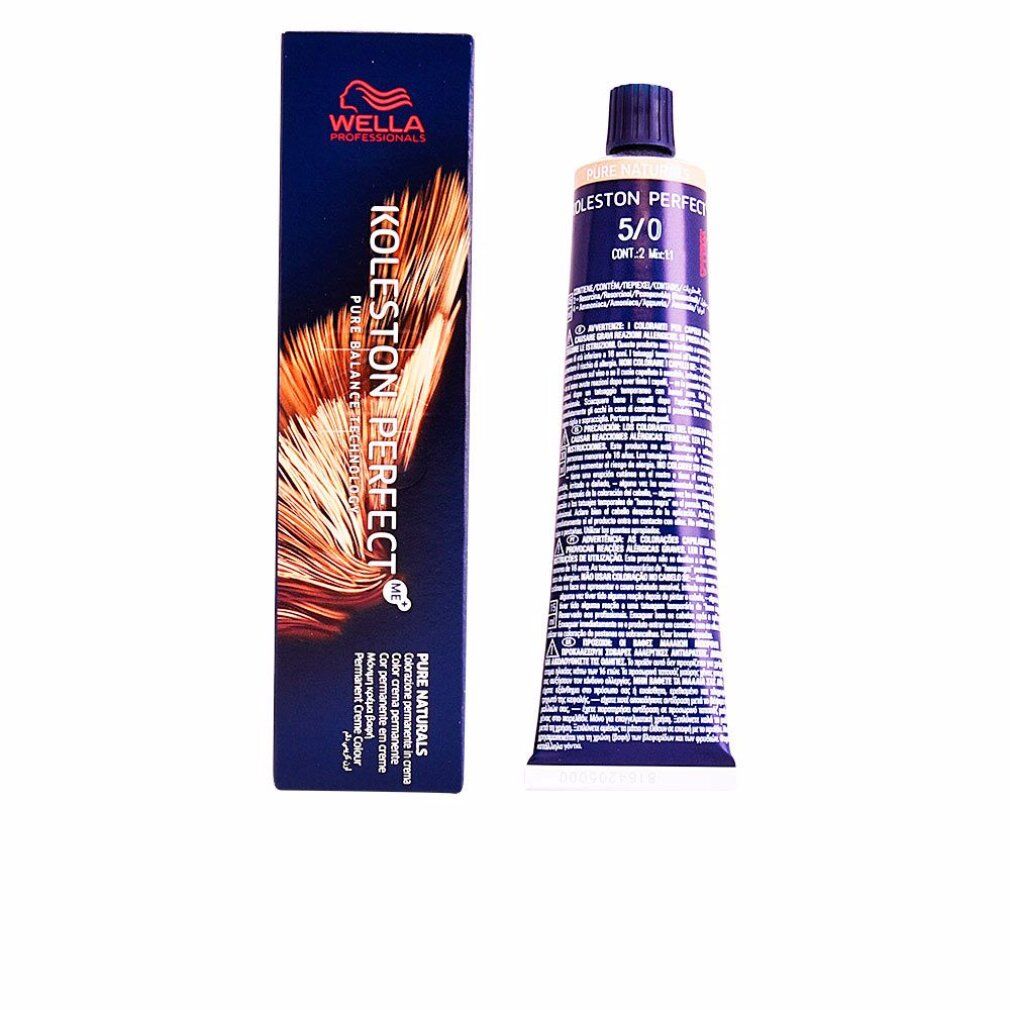 Wella Koleston Perfect Me, tinta per capelli, tubo e scatola. Tonalità 5/0. Pure Naturals.