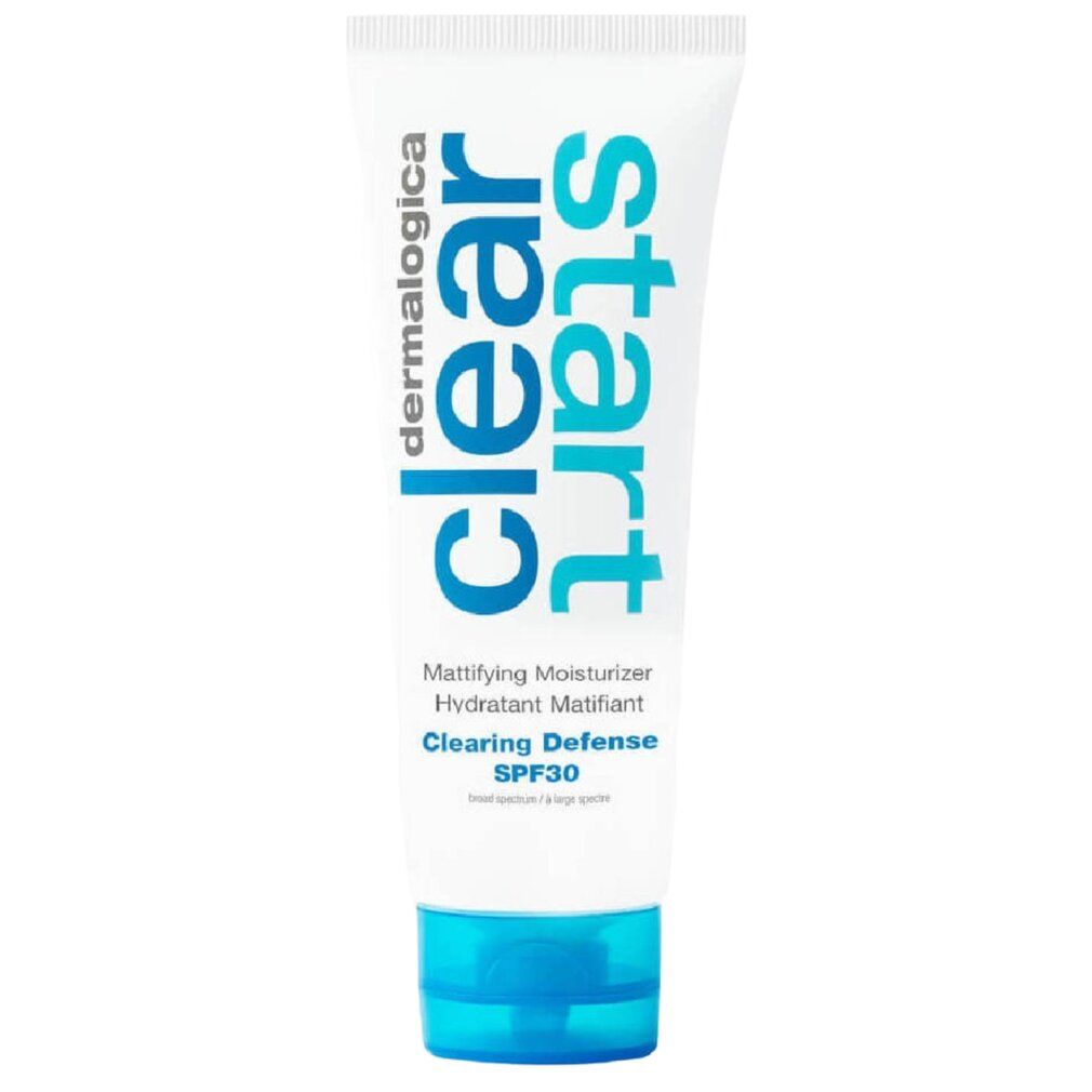 Tubo Dermalogica Clear Start Clearing Defense SPF 30 Mattifying Moisturizer con tappo blu.