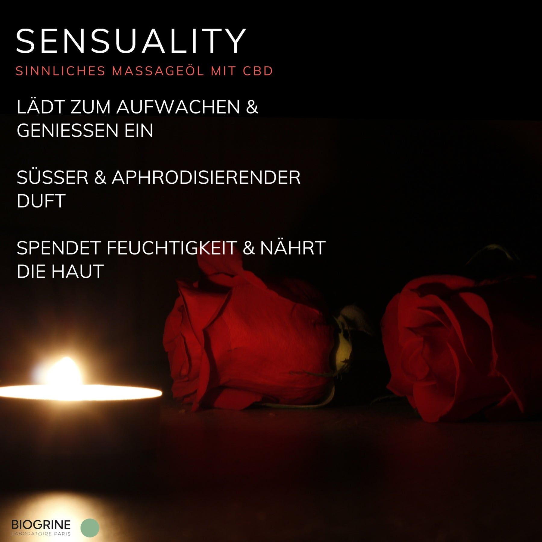 BIOGRINE Olio da massaggio "SENSUALITY" – CBD e rosa