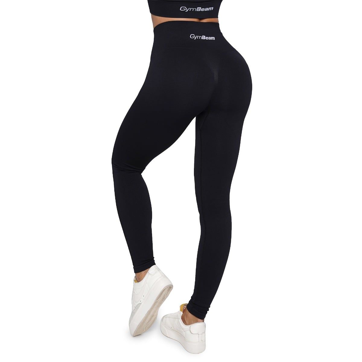GymBeam Leggings donna Lift Seamless a vita alta senza cuciture e senza tasche nero