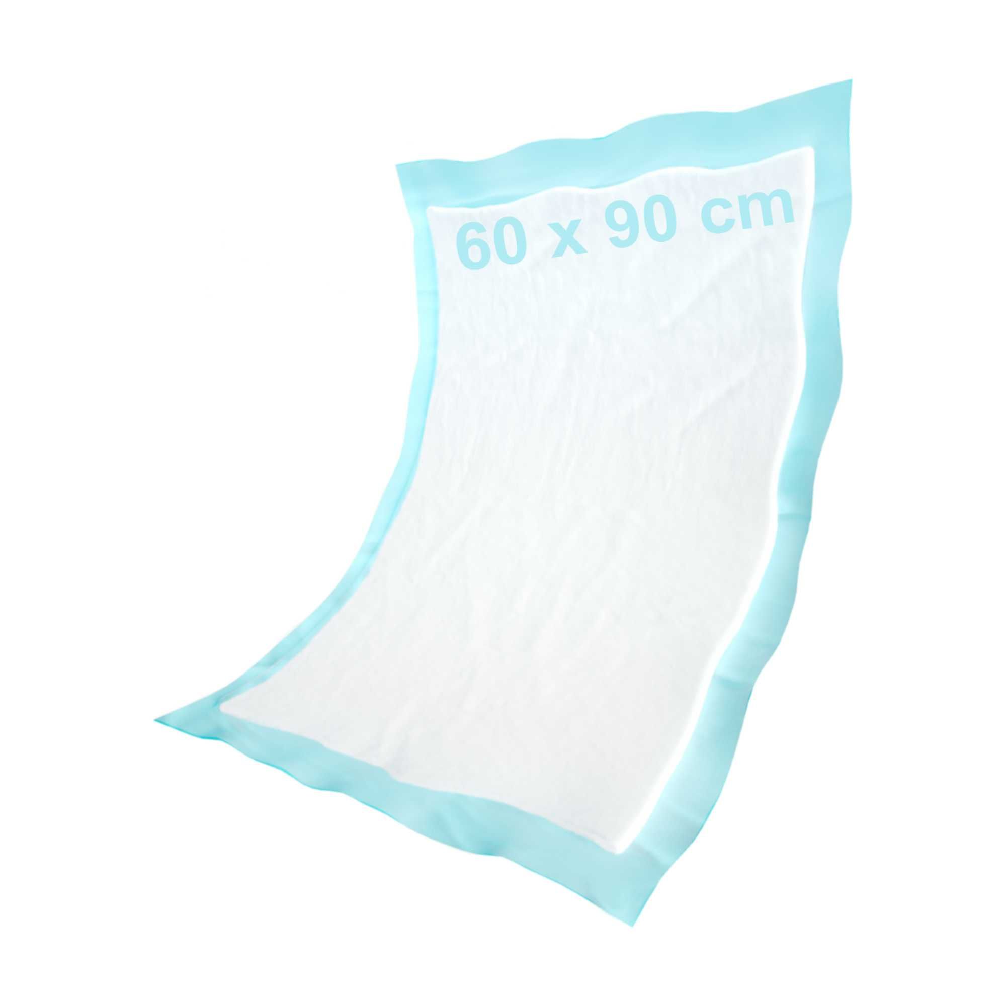 Telo blu, 60 x 90 cm, in carta di cellulosa. Bordo blu. Scritta: 60 x 90 cm.