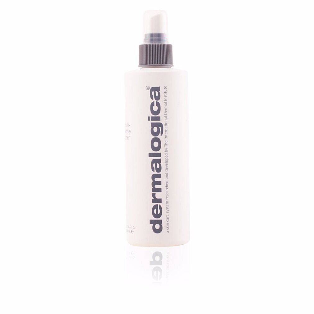 Flacone bianco con vaporizzatore. Scritta: multi-active toner e Dermalogica. 8.4 fl.oz/250 ml.