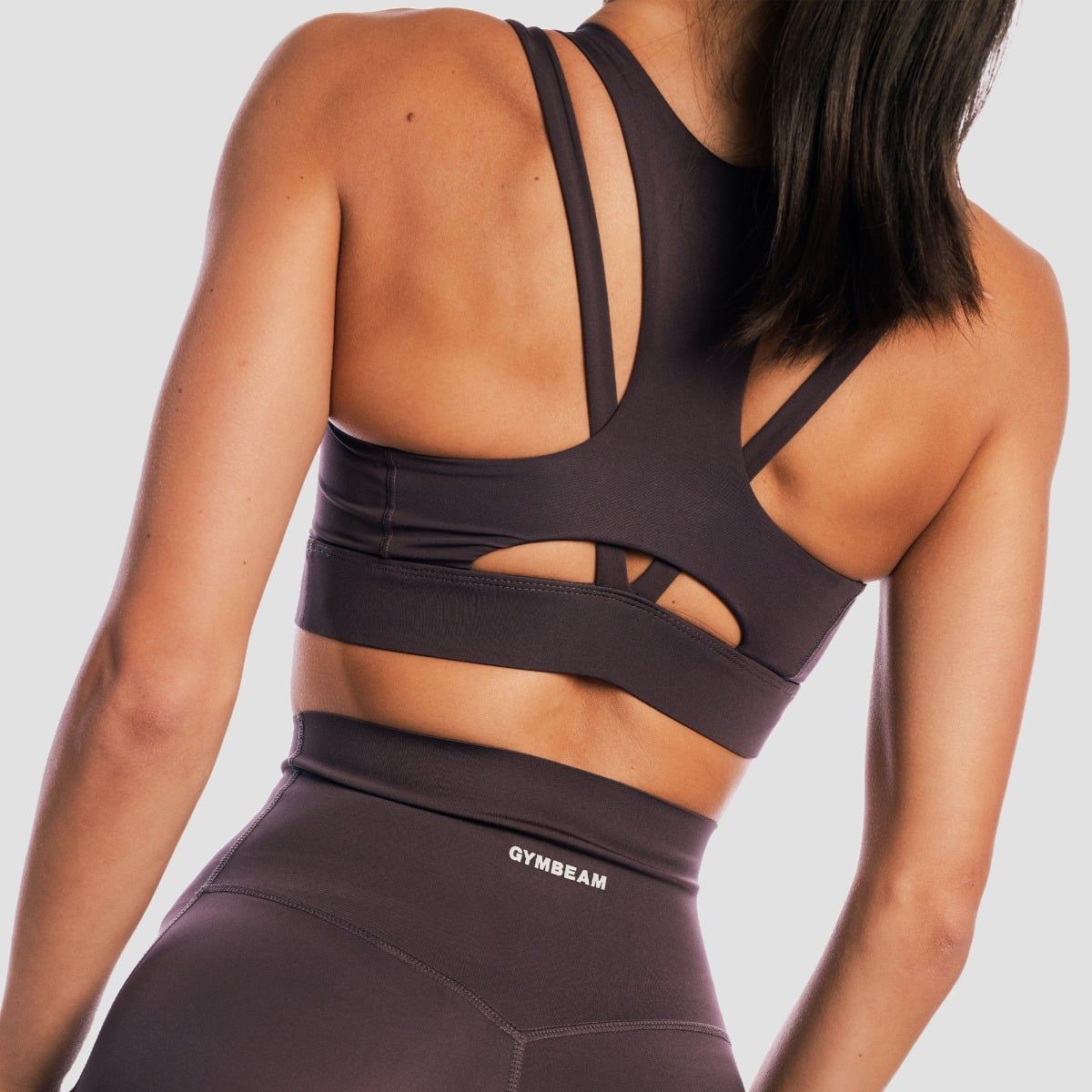 GymBeam Reggiseno sportivo donna Aura Tee marrone con spalline incrociate