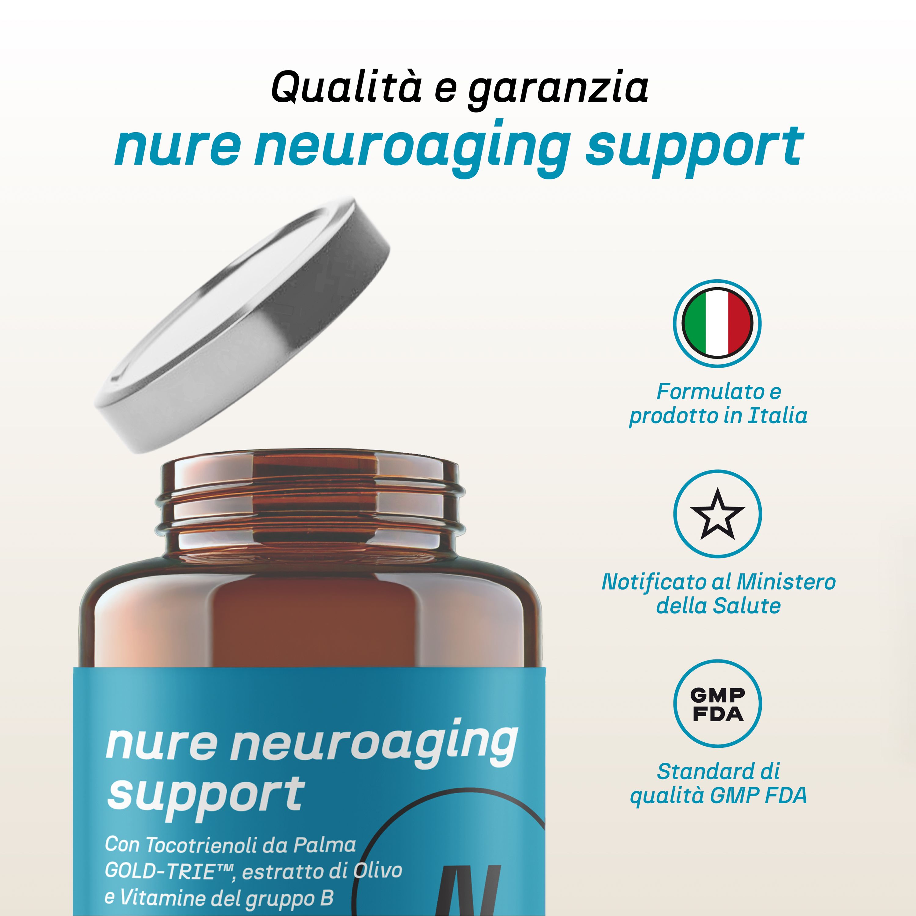 NURE Neuroaging Support Capsule per il benessere cognitivo Supporto cellule dallo stress ossidativo