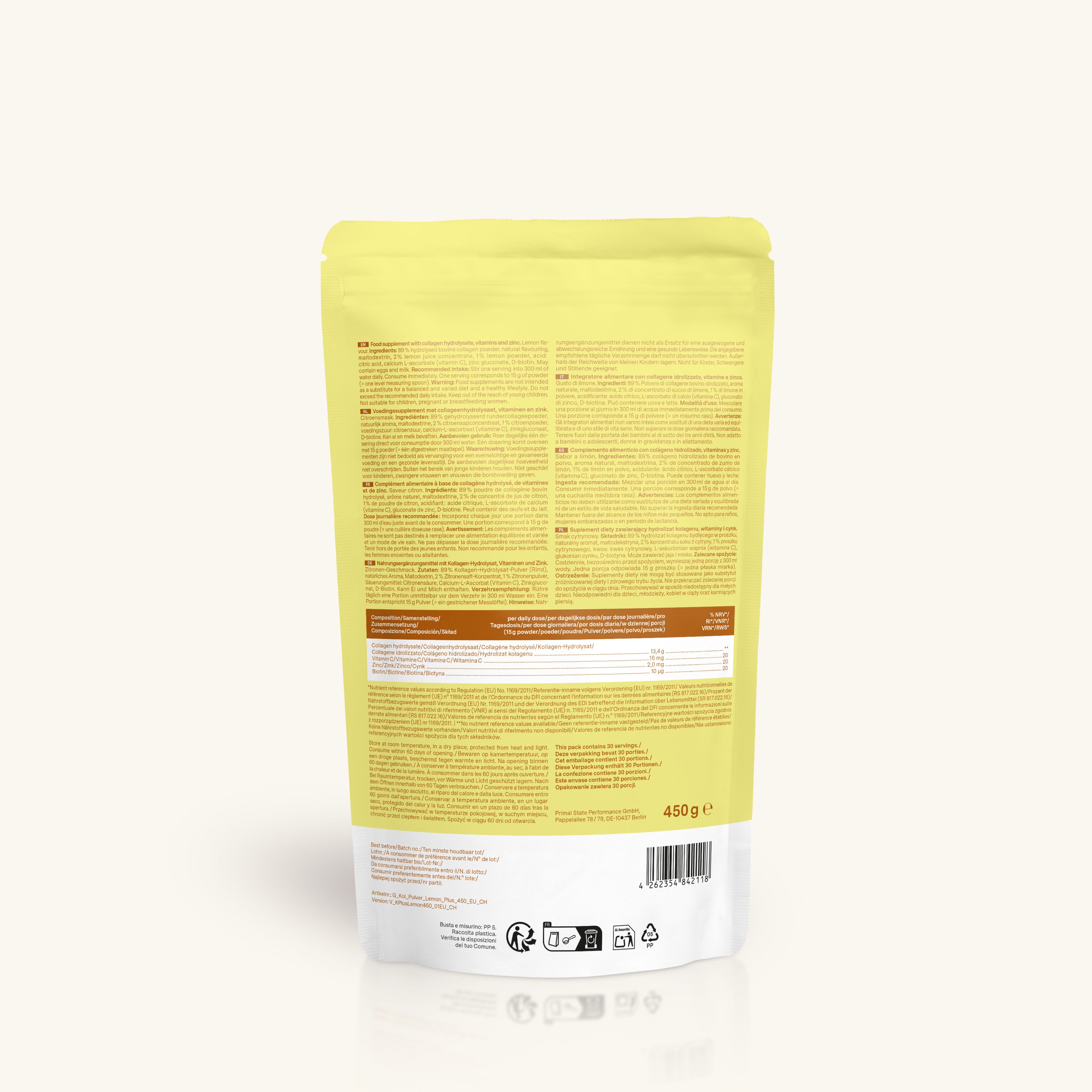 Glow25® Collagen Plus Type Lemon – Collagene idrolizzato con vitamina C, zinco e biotina