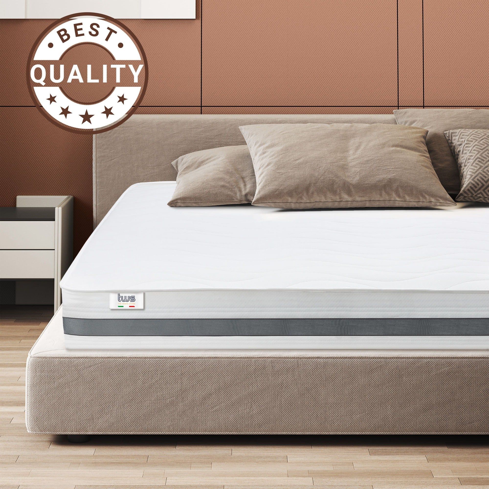 The White Stone Materasso Singolo 100x190 cm in Memory Antibatterico | Altezza 25 cm