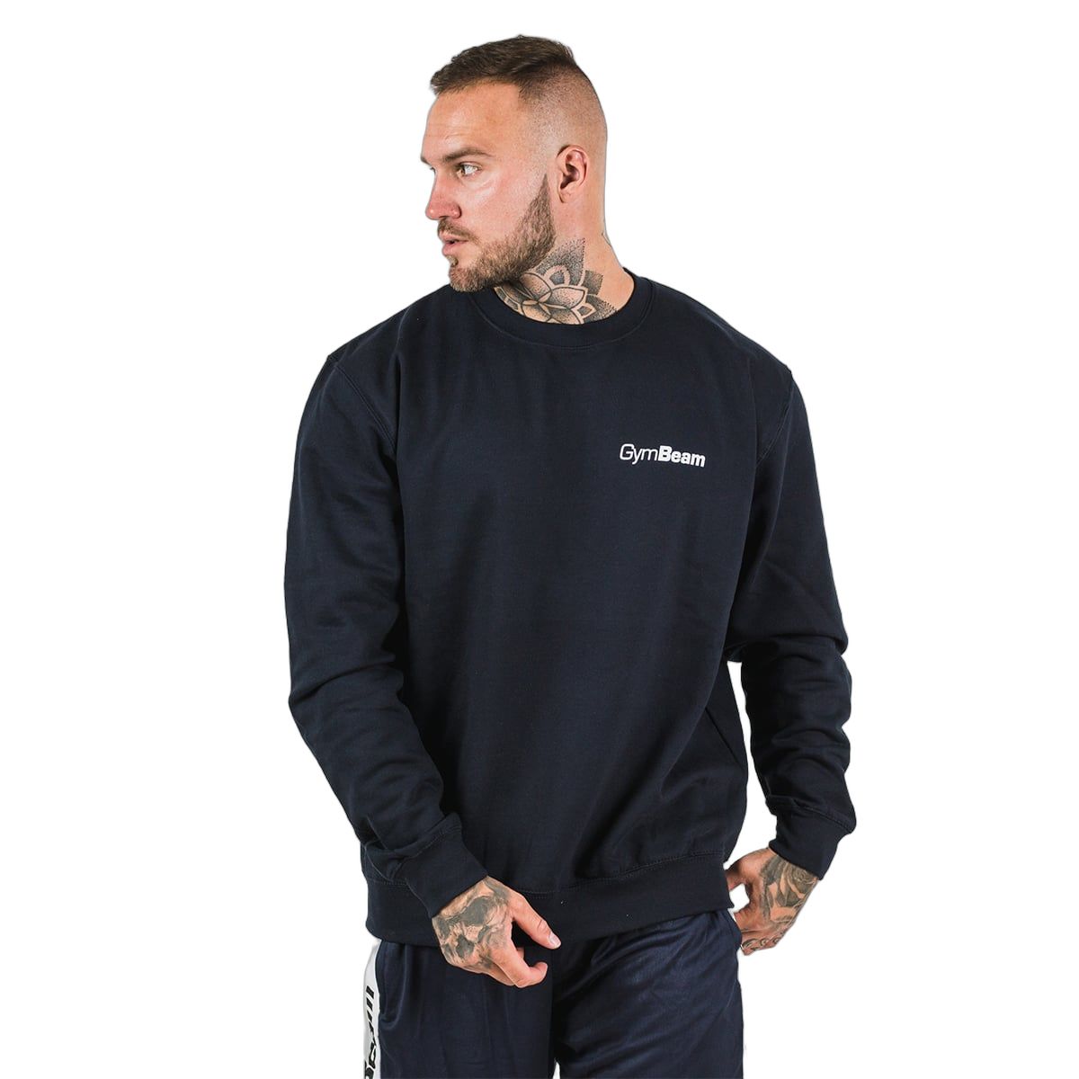 GymBeam Felpa uomo PRO senza cappuccio vestibilità morbida French Navy