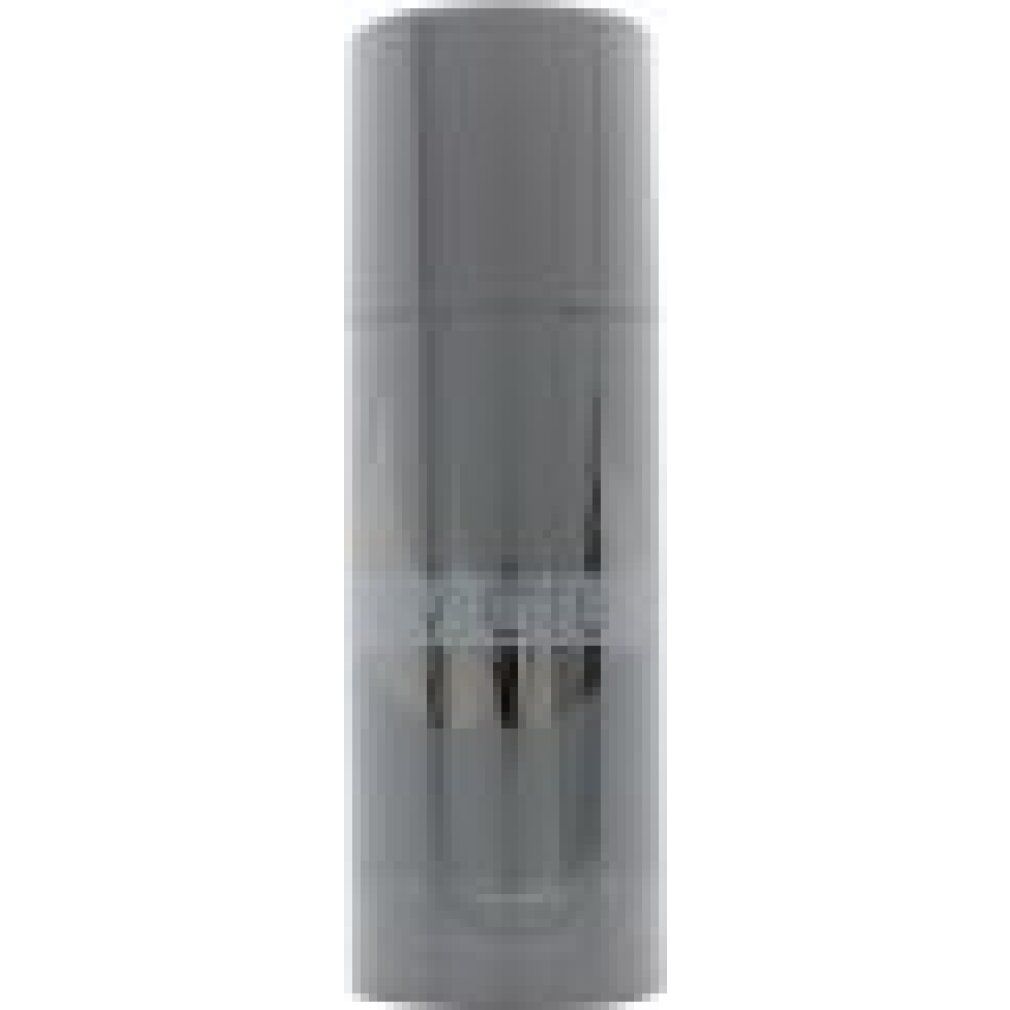 Flacone spray deodorante grigio con logo "Invictus" e scritta "Paco Rabanne". Forma cilindrica con tappo.