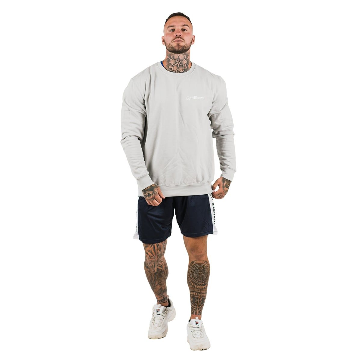 GymBeam Felpa uomo PRO senza cappuccio vestibilità morbida Moon Grey