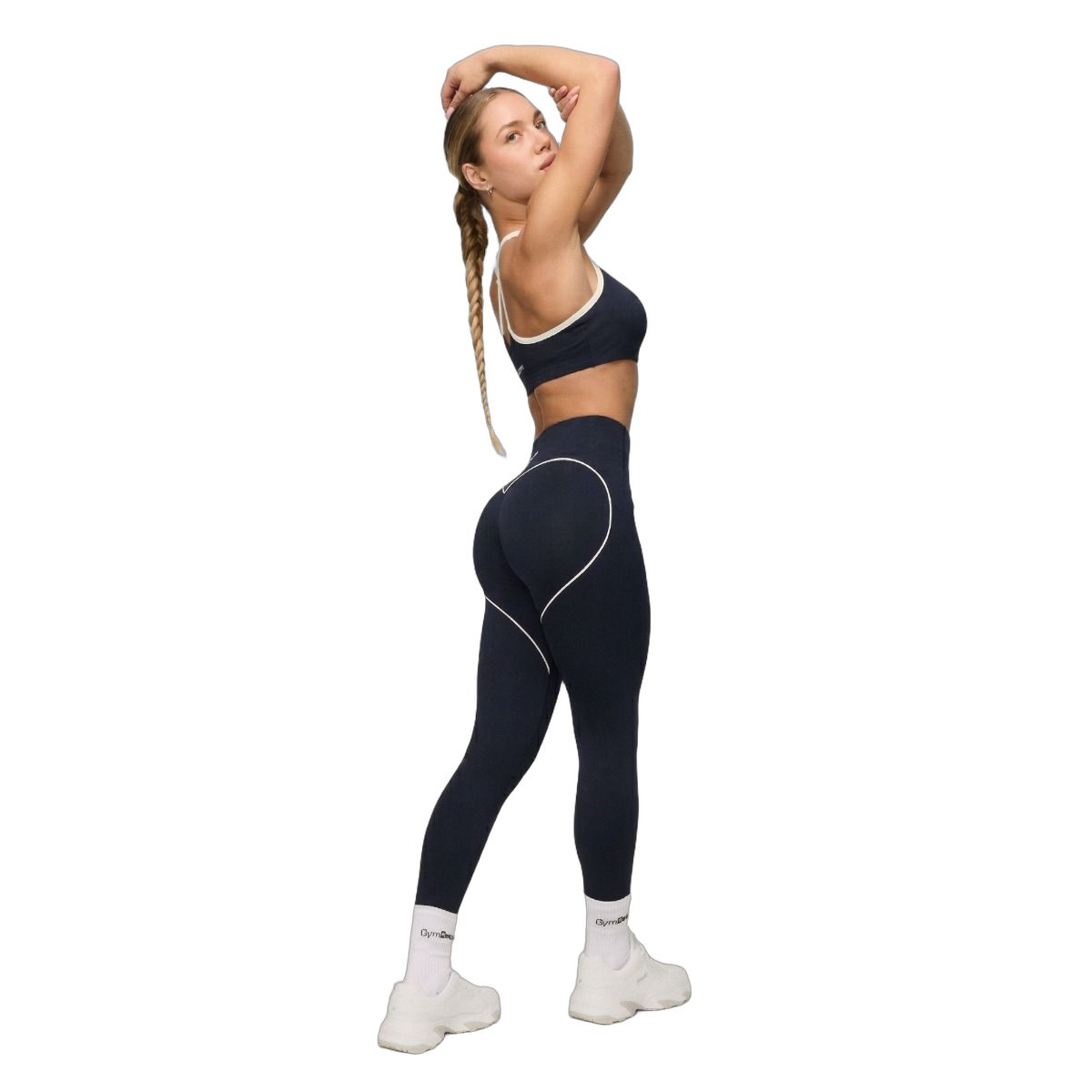 GymBeam Leggings donna Varsity lunghi a vita alta senza tasche blu con dettaglio posteriore