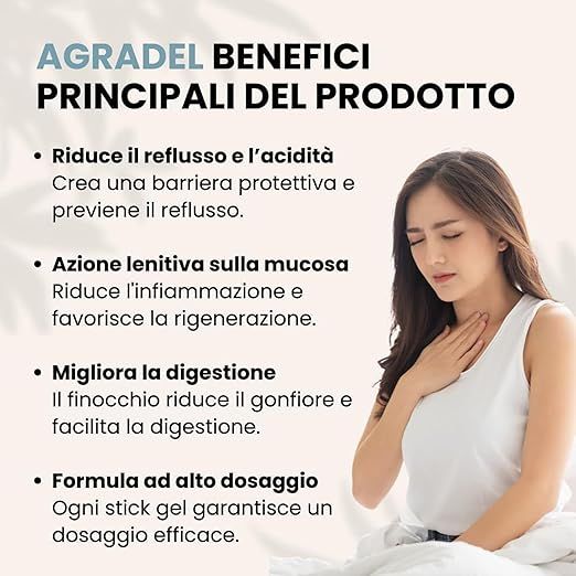 Elleci Farma Agradel – Integratore Reflusso Stick Gel con Mucosave Aloe e Malva 24 Bustine