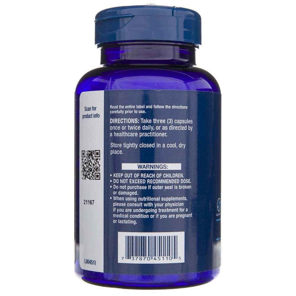 Retro della bottiglia Life Extension MSM 1000 mg con istruzioni e avvertenze.