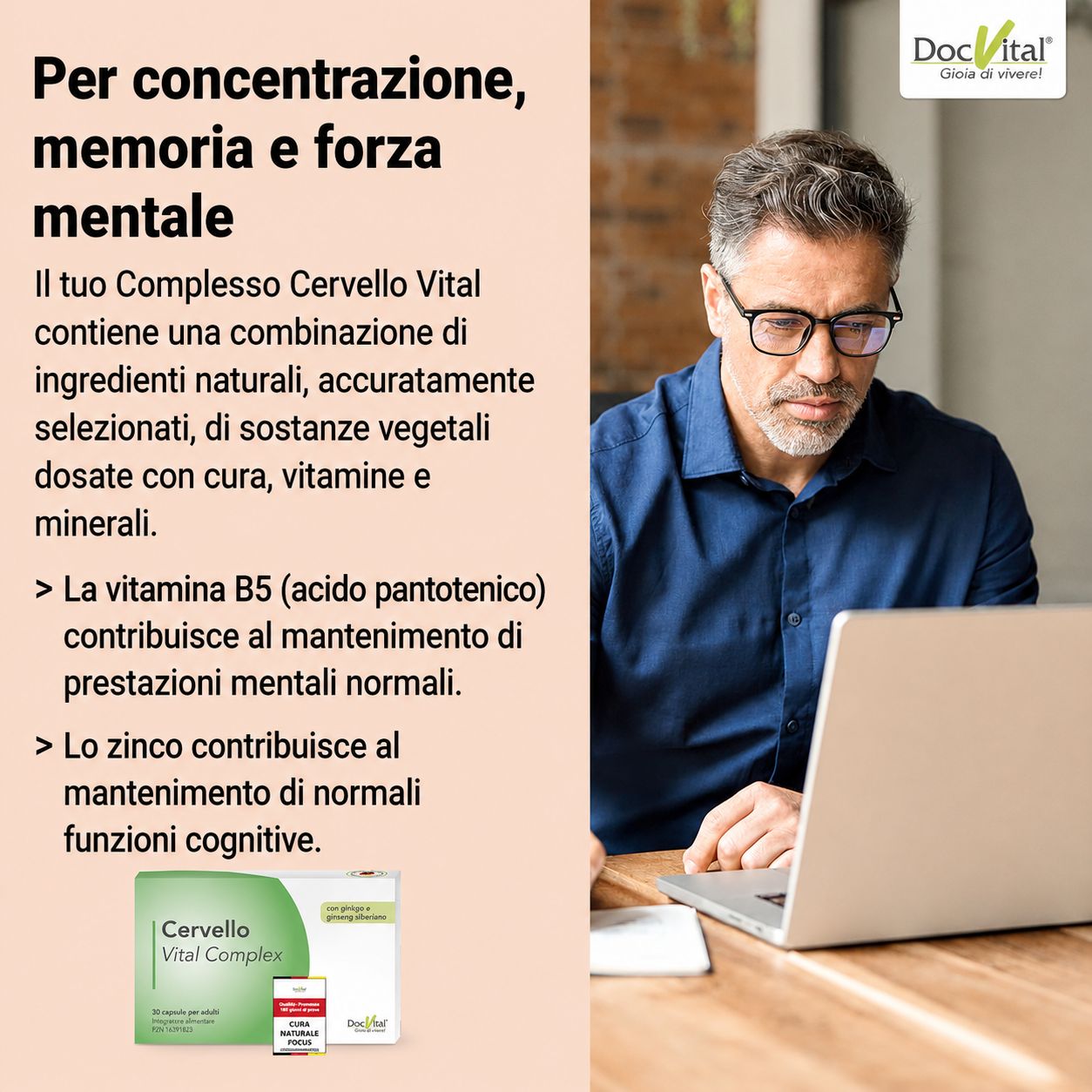 DocVital Capsule Complesso Vitalità del Cervello Capsule