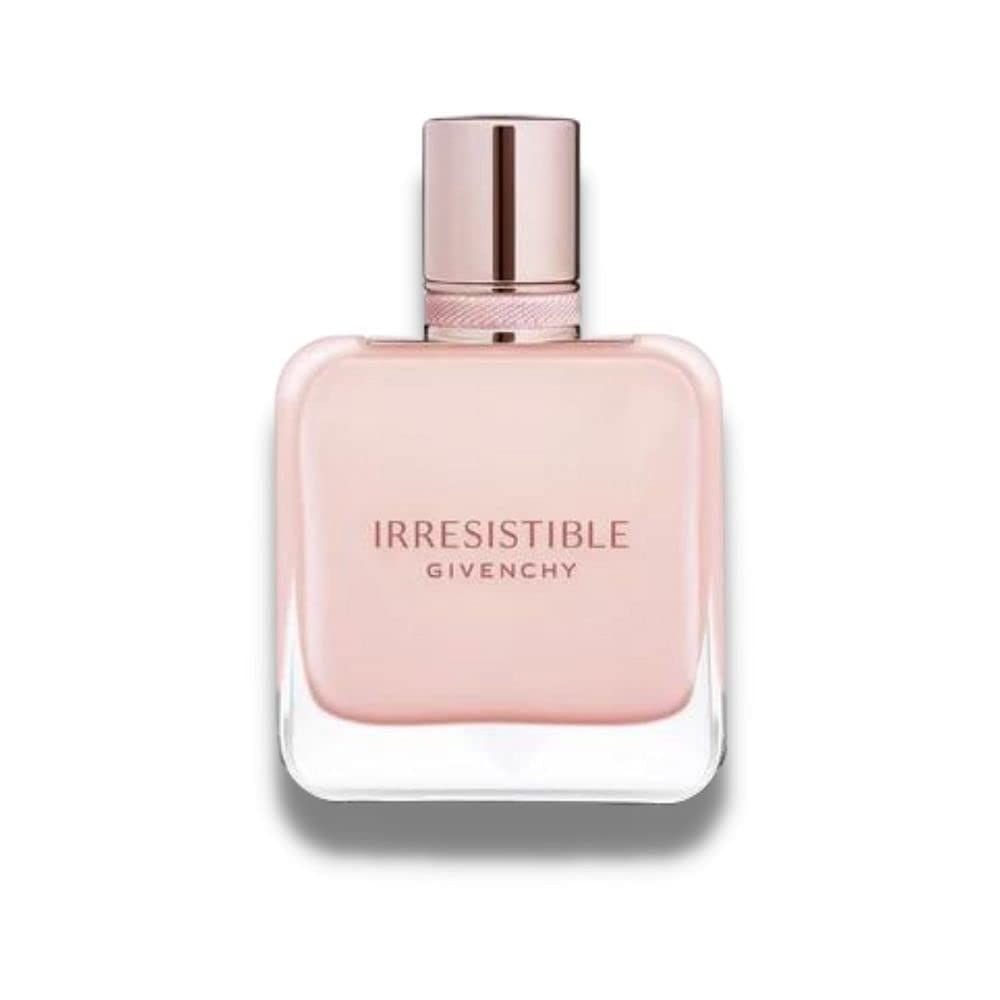 Givenchy Irresistible Rosa Velvet Eau de Parfum. Flacone rosa con tappo rosa. Scritta Irresistible Givenchy.