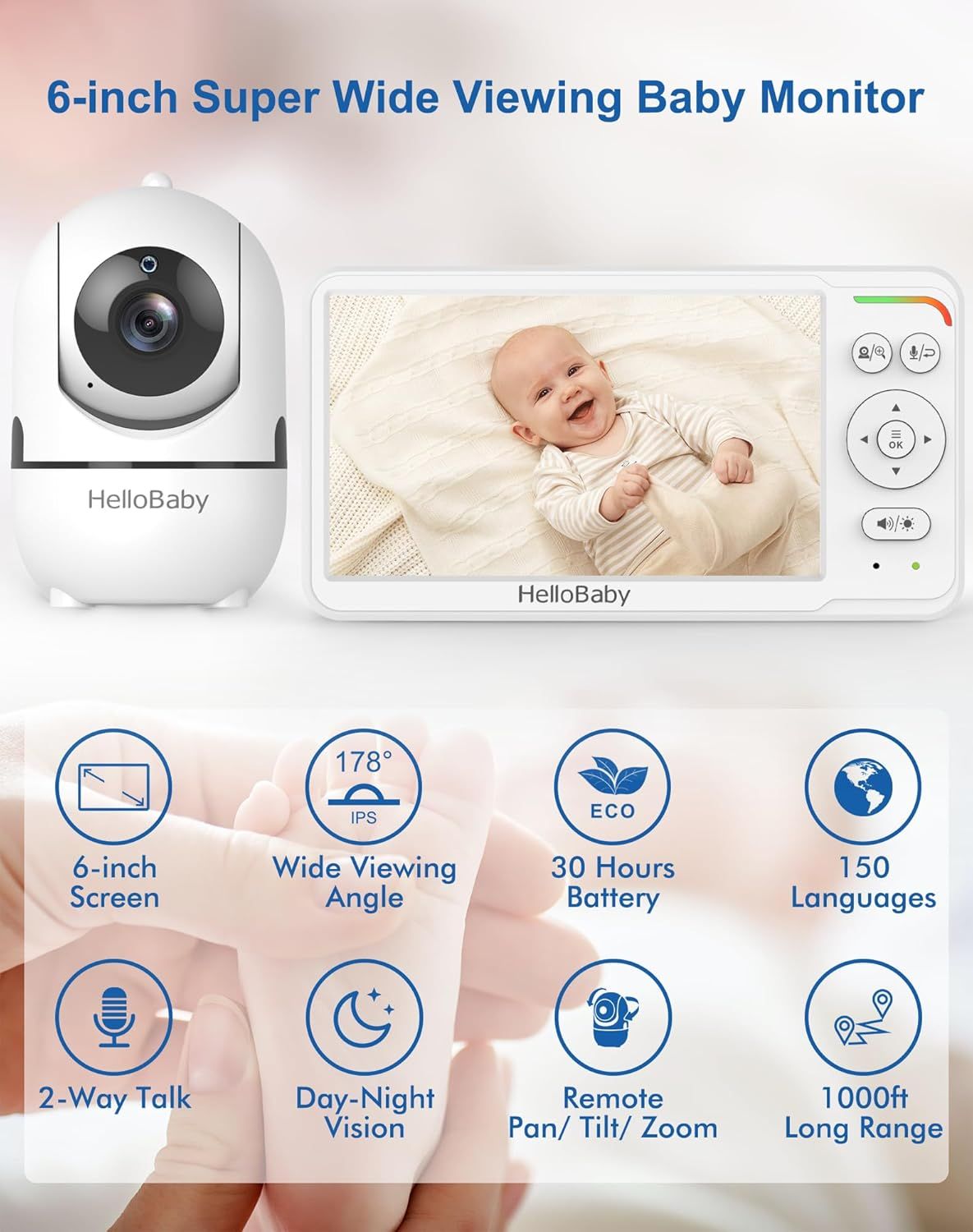 Baby monitor con telecamera da 6 pollici HelloBaby